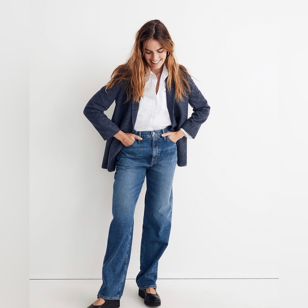 MADEWELL Jeans $138 Women Distressed Baggy Straight Jeans Plus Size 32 or 12 NWT